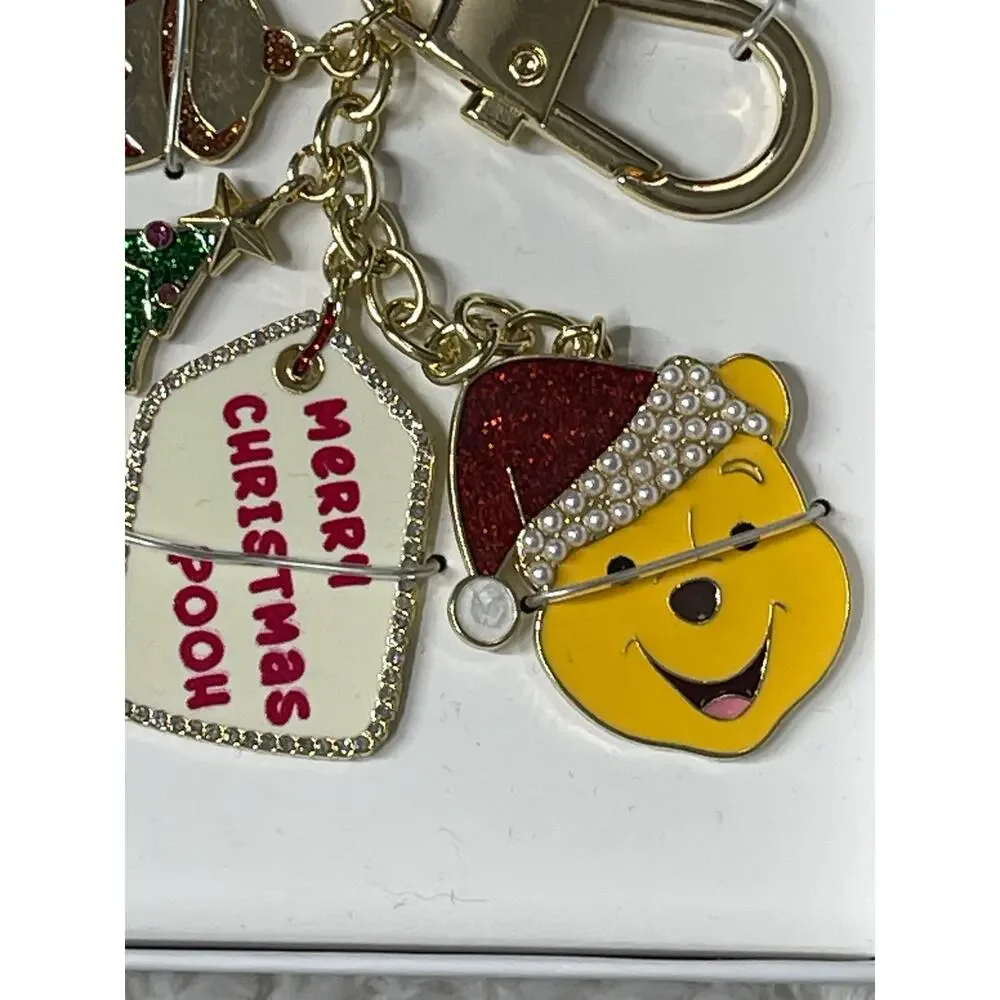 Disney BaubleBar Winnie the Pooh Christmas Holiday Keychain Bag Charm NEW Gold
